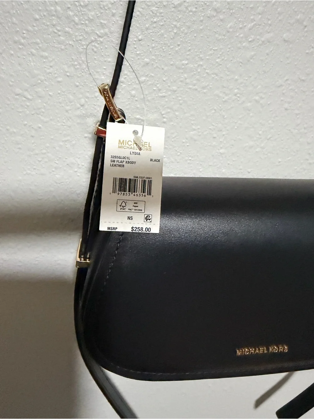 Michael Kors Lydia Black Leather SM Flap XBody